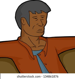 Laid back Hispanic man over white background