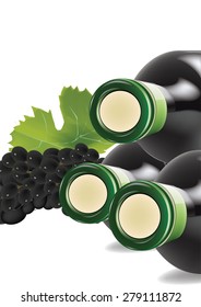 laid bottles of wine with grape wine