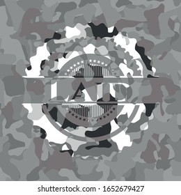 Laid grey camouflage emblem. Vector Illustration.