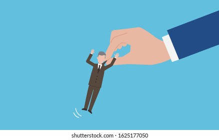 laid off image,boss and subordinate,vector illustration,blue background