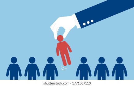 Laid Off Image,boss And Subordinate,vector Illustration,blue Background