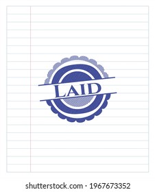 Laid pen strokes emblem. Blue ink. Vector Illustration. Detailed. 