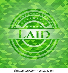 Laid realistic green emblem. Mosaic background. Vector Illustration. Detailed. 