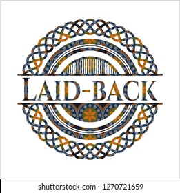 Laid-back arabic style emblem. Arabesque decoration.