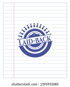 Laid-back blue ink pen emblem. Vector Illustration. Detailed.