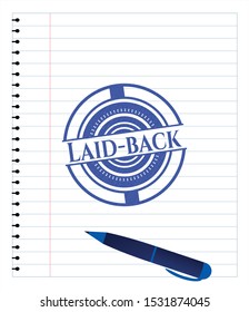 Laid-back draw with pen effect. Blue ink. Vector Illustration. Detailed.