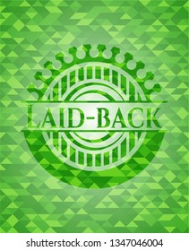 Laid-back green emblem with mosaic background