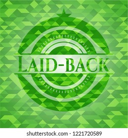 Laid-back green emblem with mosaic ecological style background