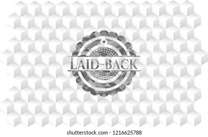 Laid-back grey emblem. Retro with geometric cube white background