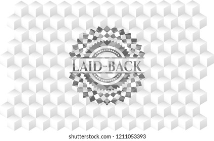 Laid-back grey emblem. Vintage with geometric cube white background