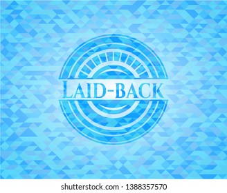 Laid-back light blue emblem with mosaic background