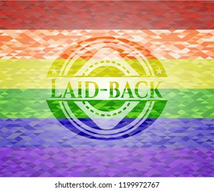 Laid-back on mosaic background with the colors of the LGBT flag