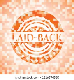 Laid-back orange mosaic emblem with background