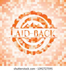 Laid-back orange mosaic emblem with background