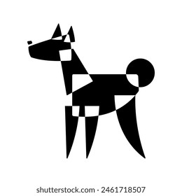 Laika. Dog breed silhouette. Icon template. Avantgarde graphic style. Black and white vector Illustration on a white background.