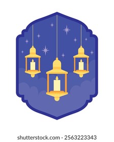 lailat al miraj arab lamps isolated
