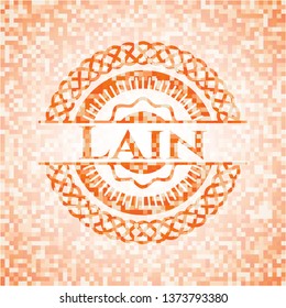 Lain abstract orange mosaic emblem with background