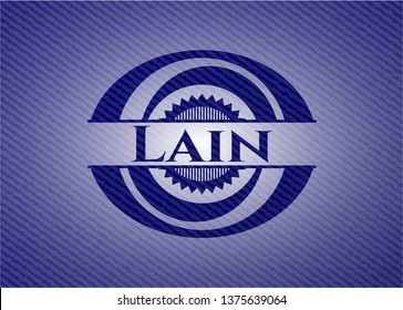 Lain badge with denim texture