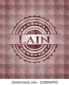 Lain red seamless badge with geometric pattern.