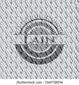 Lain silver badge or emblem. Scales pattern. Vector Illustration. Detailed.