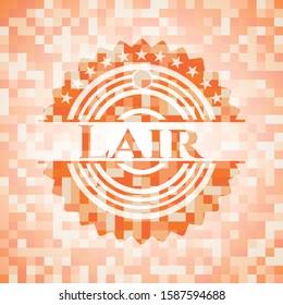 Lair orange mosaic emblem. Vector Illustration. Detailed.