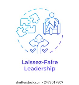 Laissez-Faire leadership blue gradient concept icon. Path choosing, task delegation. Round shape line illustration. Abstract idea. Graphic design. Easy to use in infographic, presentation