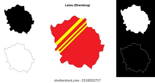 Laiwu blank outline map set