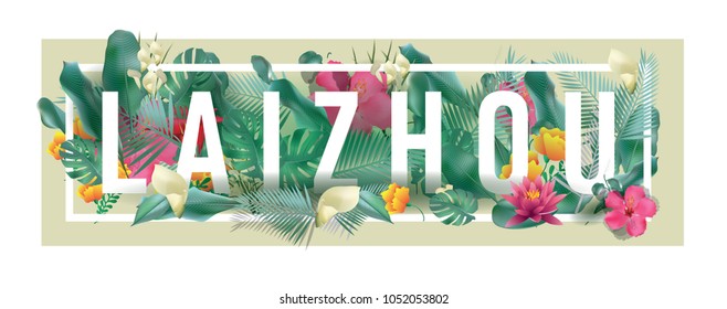 Laizho City Typographic Floral Framed Vector Card Design