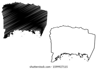 Lajas municipality (Commonwealth of Puerto Rico, Porto Rico, PR, Unincorporated territories of the United States) map vector illustration, scribble sketch Lajas map
