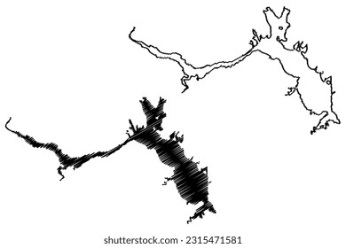 Lake Abiquiu Reservoir (United States of America, North America, us, usa, New Mexico) map vector illustration, scribble sketch Abiquiu Dam map