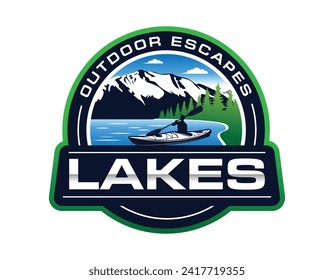 Plantilla de diseño del logotipo del emblema de deportes acuáticos de Lake Adventures