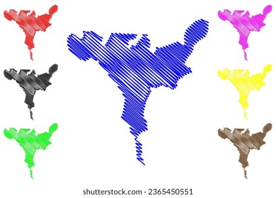 Lake Aggol (Republic of Azerbaijan) map vector illustration, scribble sketch Aggöl, Aghgol or White Lake map