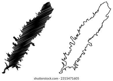 Lake Alamo Reservoir (United States of America, North America, us, usa, Arizona) map vector illustration, scribble sketch Alamo Dam map