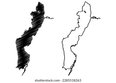 Lake Alaotra (Africa, Republic of Madagascar) map vector illustration, scribble sketch Lac Alaotra map