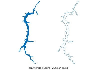 Lake Allegheny Reservoir (United States of America, North America, us, usa, Pennsylvania and New York) map vector illustration, scribble sketch Kinzua or Perfidy Dam map