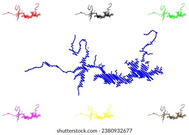 Lake Amistad Reservoir (United States of America, United Mexican States, North America, us, usa, Texas) map vector illustration, scribble sketch Amistad Dam or Presa map