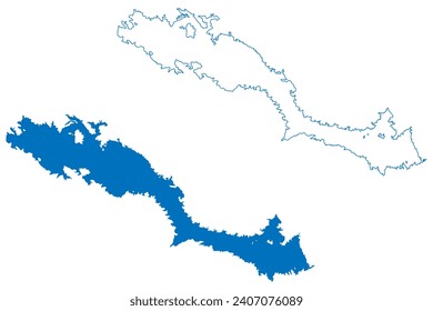 Lake Arenal (Republic of Costa Rica) map vector illustration, scribble sketch Lago Arenal, Presa Sangregado Dam map