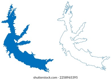 Lake Arkabutla Reservoir (United States of America, North America, us, usa, Mississippi) map vector illustration, scribble sketch Arkabutla Dam map
