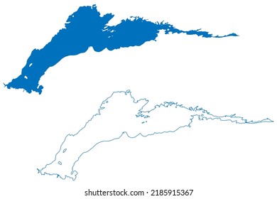 Lake Athabasca (Canada, North America) Map Vector Illustration, Scribble Sketch Map