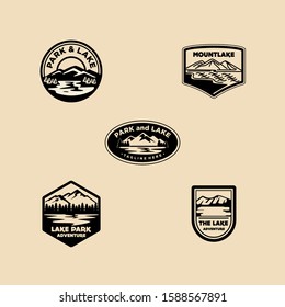 Lake Badge Logo Design Vector