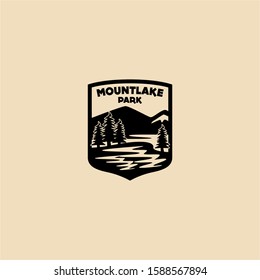 Lake Badge Logo Design Vector