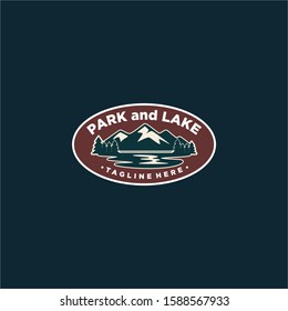 Lake Badge Logo Design Vector