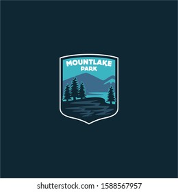 Lake Badge Logo Design Vector