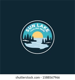 Lake Badge Logo Design Vector