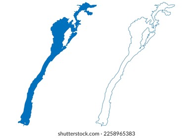 Lake Banks Reservoir (United States of America, North America, us, usa, Washington) map vector illustration, scribble sketch Dry Falls, North Grand Coulee Dam map