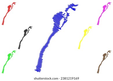 Lake Banks Reservoir (United States of America, North America, us, usa, Washington) map vector illustration, scribble sketch Dry Falls, North Grand Coulee Dam map