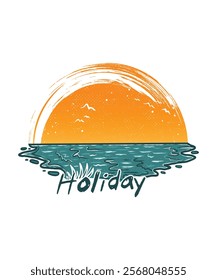 Lake beach holiday hand drawing adventure t shirt design illustrations for travel lovers