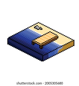 lake or beach with pixel art style