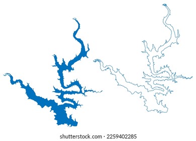 Lake Belton Reservoir (United States of America, North America, us, usa, Texas) map vector illustration, scribble sketch Belton Dam map