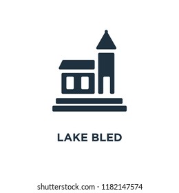 Lake bled icon. Black filled vector illustration. Lake bled symbol on white background. Can be used in web and mobile.